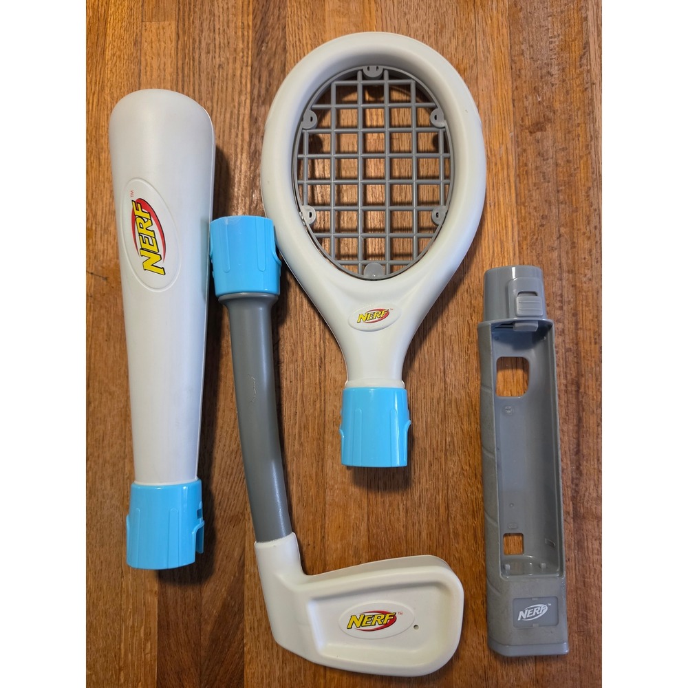 Nerf Nintendo Wii Sports Accessory Pack Bat Racket Golf Club Attachments